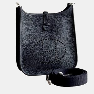 Hermes Evelyne Mini Black Leather Shoulder Bag, Tote Handbags - Luxury Closet catalog
