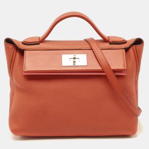 Hermes Terre Battue/Rose Confetti Togo and Swift Leather Palladium Finish 24/24 29 Bag, Satchels - Luxury Closet catalog