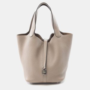 Hermes Picotin Lock 22 Gris Tourterelle Taurillon Clemence Leather Tote Bag, Tote Handbags - Luxury Closet catalog