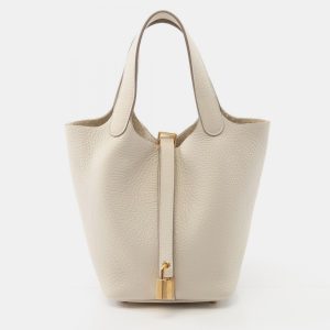 Hermes Picotin Lock 18 White Tone Taurillon Clemence Leather Tote Bag, Tote Handbags - Luxury Closet catalog