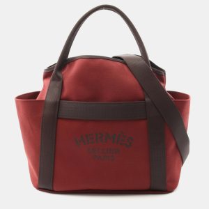 Hermes Sac De Pansage Rouge H Toile Chevron Canvas Tote Bag, Tote Handbags - Luxury Closet catalog