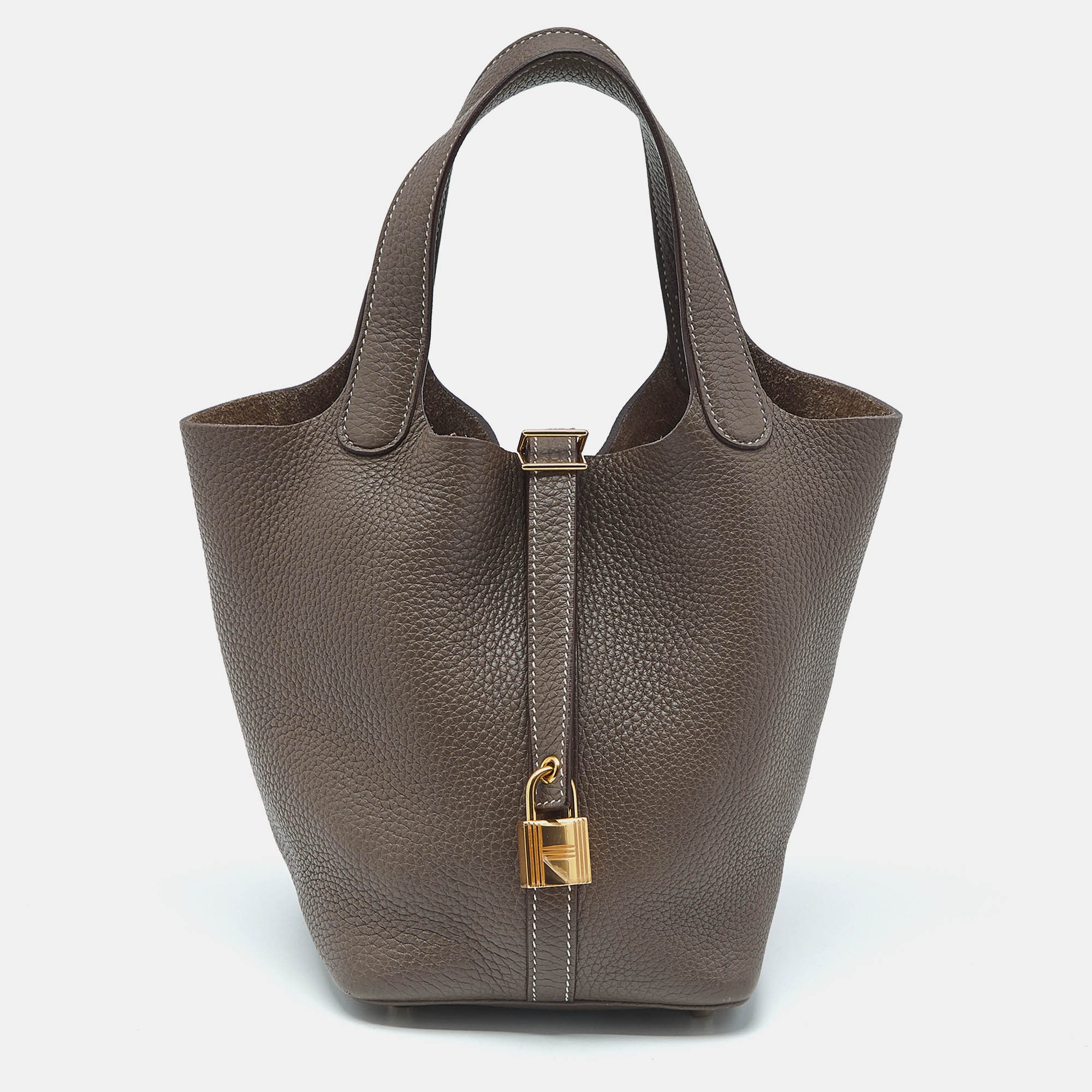 Hermes Taupe Grey Taurillon Clemence Leather Picotin Lock 18 Bag, Tote Handbags - Luxury Closet catalog