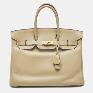 Hermes Beige Swift Leather Gold Finish Birkin 35 Bag, Tote Handbags - Luxury Closet catalog