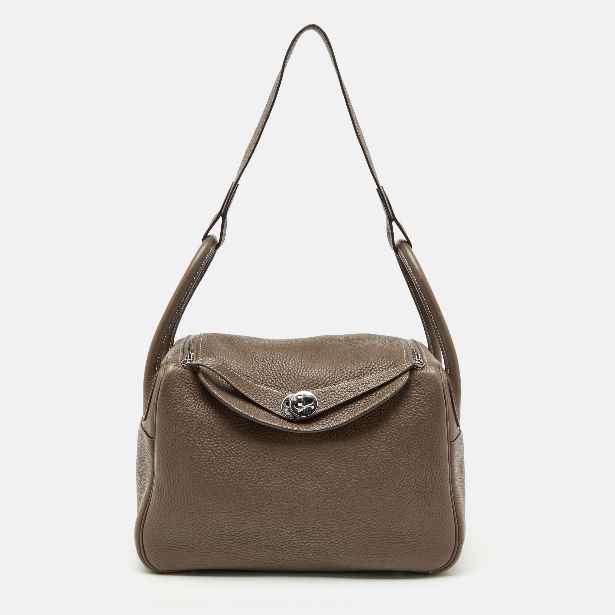 Hermes Etoupe Grey Taurillon Clemence Leather Lindy 30 Bag, Shoulder Bags - Luxury Closet catalog