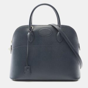 Hermes Bolide 35 Blue Indigo Courchevel Leather Top Handle Bag, Satchels - Luxury Closet catalog