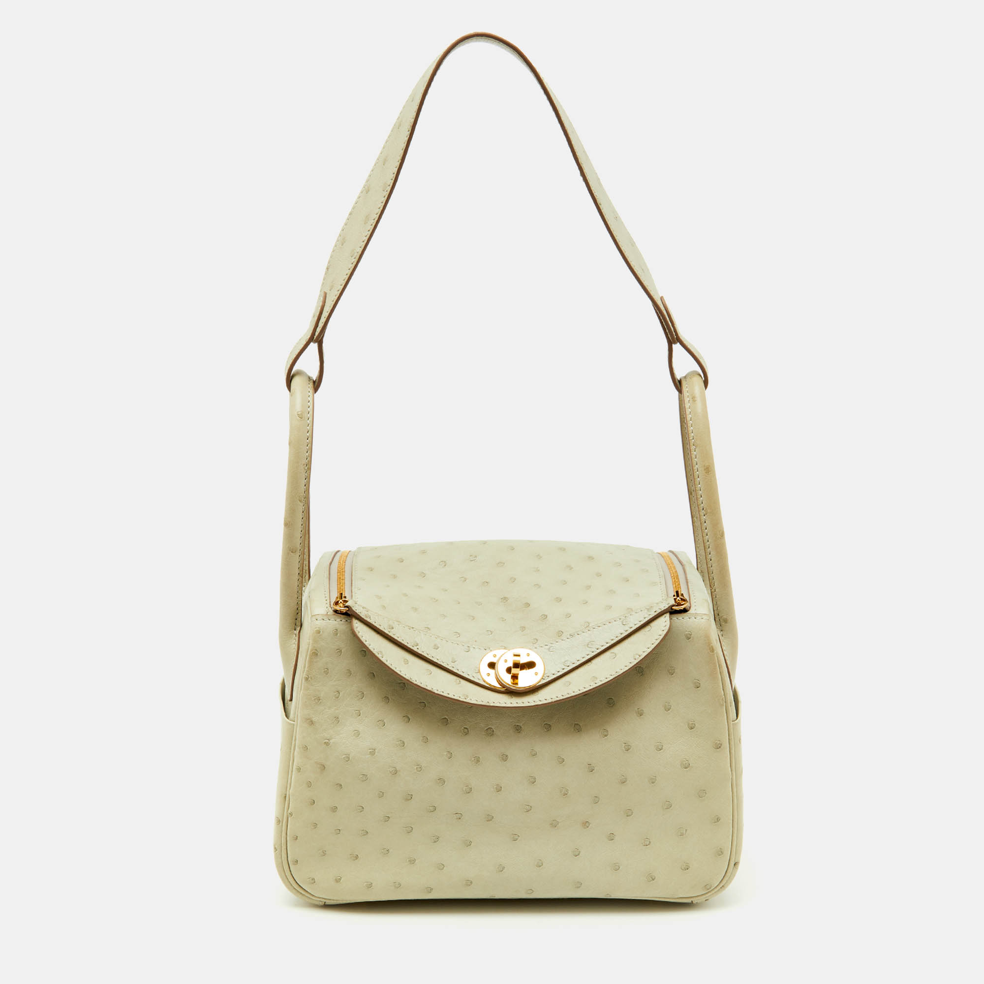 Hermès Gris Perle Ostrich Gold Finish Lindy 26 Bag, Shoulder Bags - Luxury Closet catalog