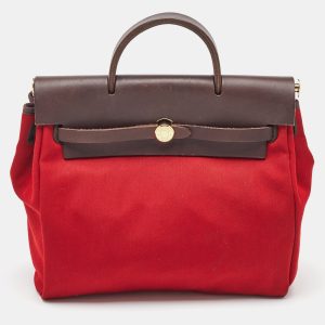 Hermes Brick Red/Moka Toile Canvas and Vache Hunter Herbag 31 Bag, Satchels - Luxury Closet catalog