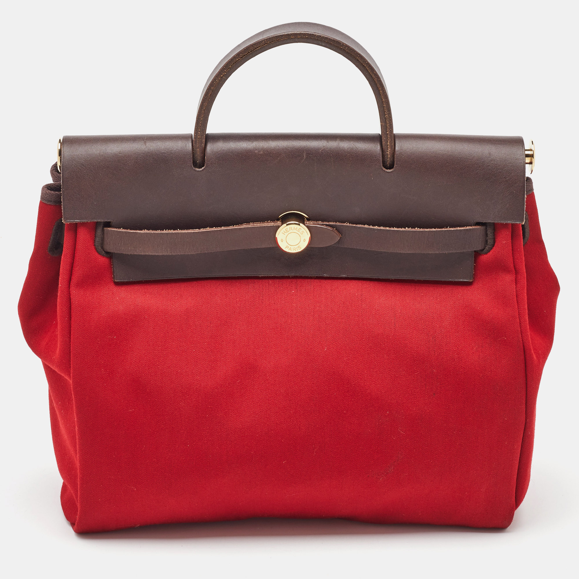 Hermes Brick Red/Moka Toile Canvas and Vache Hunter Herbag 31 Bag, Satchels - Luxury Closet catalog