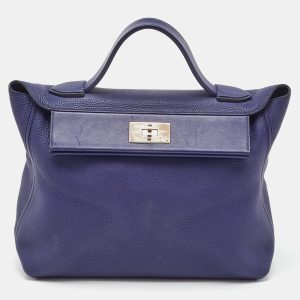 Hermes Blue Encre Togo and Swift Leather Palladium Finish 24/24 35 Bag, Satchels - Luxury Closet catalog