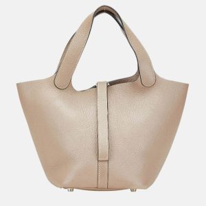 Hermes Picotin 18 Etoupe Grey Taurillon Clemence Handbag, Tote Handbags - Luxury Closet catalog