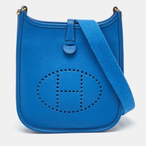 Herm&egrave;s Bleu France Taurillon Clemence Leather Evelyne TPM Bag, Shoulder Bags - Luxury Closet catalog