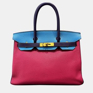 Hermes Birkin 30 Rose Jaipur Lagoon Blue Iris Purple Goat Leather Tote Bag, Tote Handbags - Luxury Closet catalog
