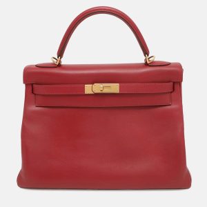 Hermes Kelly Retourne 32 Rouge Vif Box Calf Leather Handbag, Satchels - Luxury Closet catalog