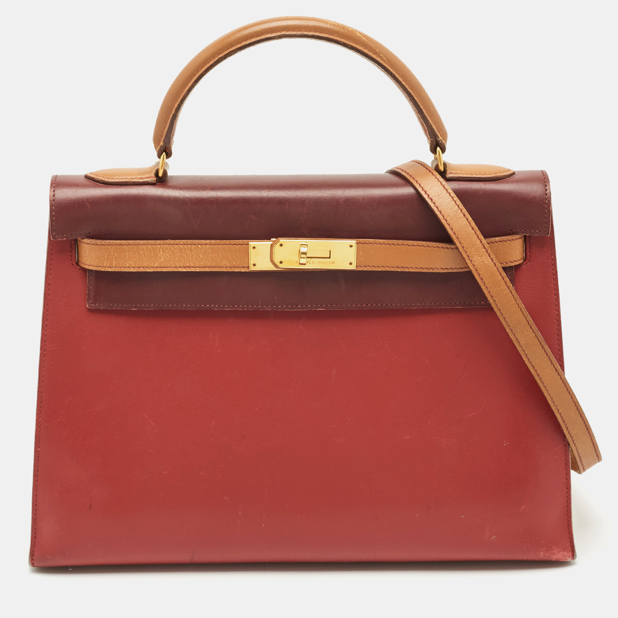 Hermes Rouge H/Rouge Vif/Naturel Box Leather Gold Finish Kelly Sellier 32 Bag, Satchels - Luxury Closet catalog