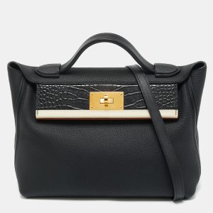 Hermes Noir Matte Alligator and Togo Leather Gold Finish 24/24 29 Bag, Satchels - Luxury Closet catalog