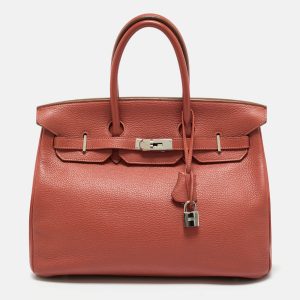 Hermes Sanguine Taurillon Clemence Leather Palladium Finish Birkin 35 Bag, Tote Handbags - Luxury Closet catalog