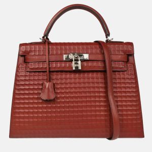Hermes Kelly 32 Sellier  Rouge H Ever Deutch Waffle Handbag, Satchels - Luxury Closet catalog