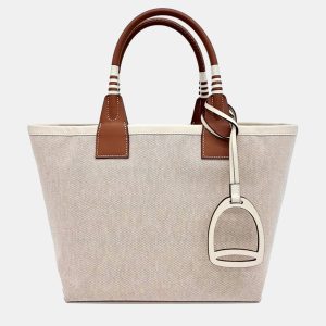 Hermes Stipple 25 Beige Brown Canvas and Leather bag, Tote Handbags - Luxury Closet catalog