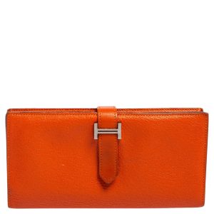 Herm&eacute;s Feu Mysore Leather Bearn Gusset Wallet, Wallets & Money Clips - Luxury Closet catalog