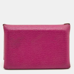Hermes Cyclamen Chevre Mysore Leather Calvi Card Holder, Wallets & Money Clips - Luxury Closet catalog