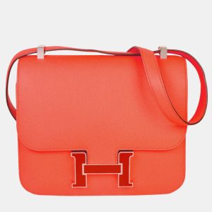 HERMES Constance 3 24 Rose Texas Vaux Epson Y stamped silver lacquer hardware shoulder bag, Shoulder Bags - Luxury Closet catalog