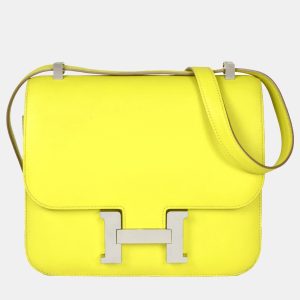 Hermes Constance 3 24 Lime Evercolor D stamp shoulder bag yellow, Shoulder Bags - Luxury Closet catalog