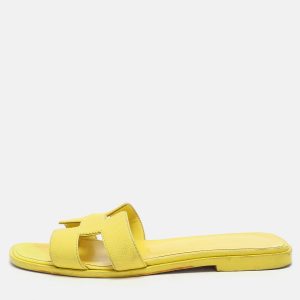 Hermes Yellow Leather Oran Flat Slides Size 36, Flats - Luxury Closet catalog