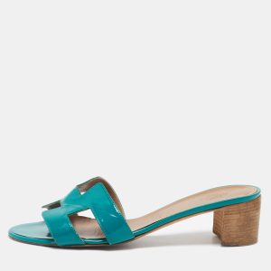 Hermes Green Patent Leather Oasis Slide Sandals Size 40, Sandals - Luxury Closet catalog