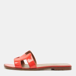 Hermes Orange Patent Oran Flat Slides Size 38, Sandals - Luxury Closet catalog