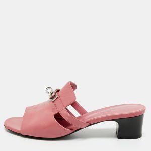 Hermes Pink Leather Cute Mule Sandals Size 38, Sandals - Luxury Closet catalog