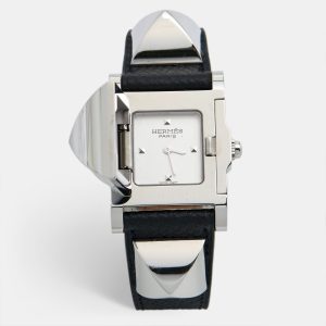 Hermes Silver Stainless Steel Leather Medor W028322WW00 Women's Wristwatch 23 mm, Watches - Luxury Closet catalog