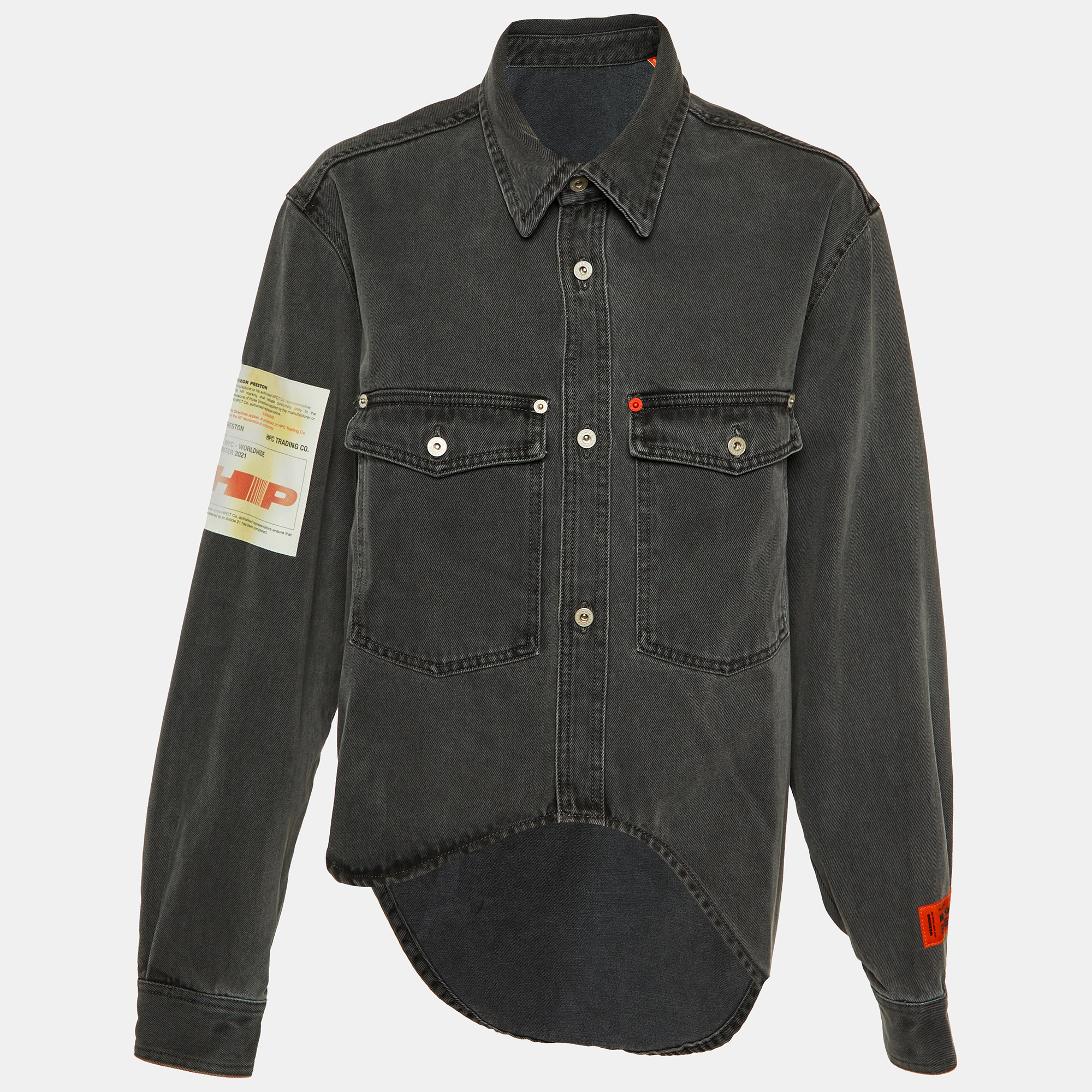 Heron Preston Charcoal Grey Denim Oversized High-Low Shirt L, Shirts & Tops - Luxury Closet catalog