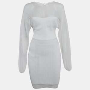 Herve Leger White Jersey Long Sleeve Mini Dress S, Dresses - Luxury Closet catalog