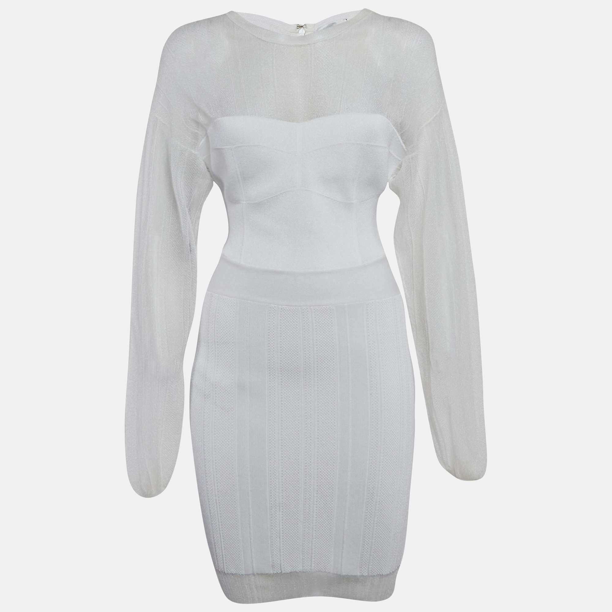 Herve Leger White Jersey Long Sleeve Mini Dress S, Dresses - Luxury Closet catalog