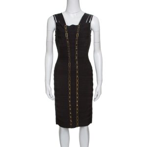 Herve Leger Black Metal Chain Link Detail Bandage Gemma Dress M, Dresses - Luxury Closet catalog