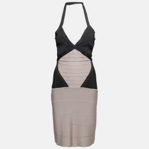 Herve Leger Colorblock Knit Halter Neck Bandage Dress S, Dresses - Luxury Closet catalog