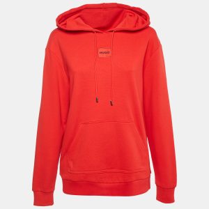 Hugo Boss Red Logo Applique Cotton Knit Hooded Sweatshirt S, Sweaters & Cardigans - Luxury Closet catalog