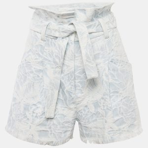 IRO Blue Jacquard Denim Raw Edge Belted Shorts S, Shorts - Luxury Closet catalog