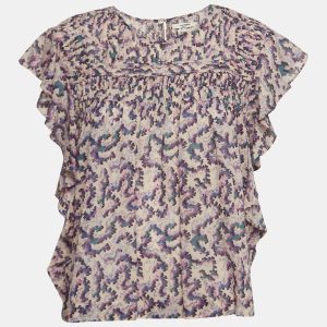 Isabel Marant Etoile Multicolor Printed Cotton Ruffled Ilayona Top M, Shirts & Tops - Luxury Closet catalog
