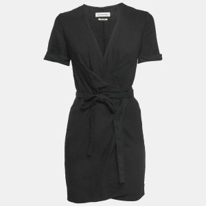 Isabel Marant Etoile Black Linen Blend Wrap On Mini Dress S, Dresses - Luxury Closet catalog