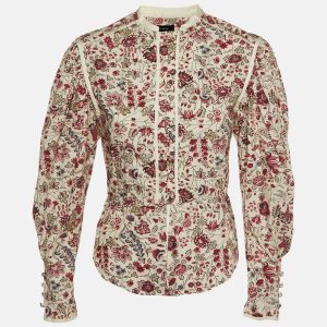 Isabel Marant Cream Floral Print Cotton Button Front Top S, Shirts & Tops - Luxury Closet catalog