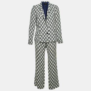 Isabel Marant Off-White & Navy Blue Patterned Crepe Blazer & Pant Suit M, Suits - Luxury Closet catalog