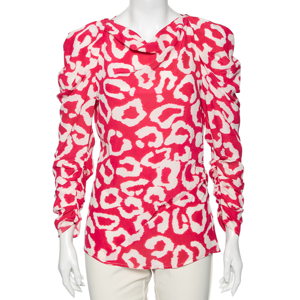 Isabel Marant Fuchsia Printed Crepe De Chine Draped Claire Blouse M, Shirts & Tops - Luxury Closet catalog