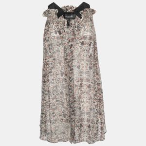 Isabel Marant Grey Printed Chiffon Silk Sleeveless Top S, Shirts & Tops - Luxury Closet catalog