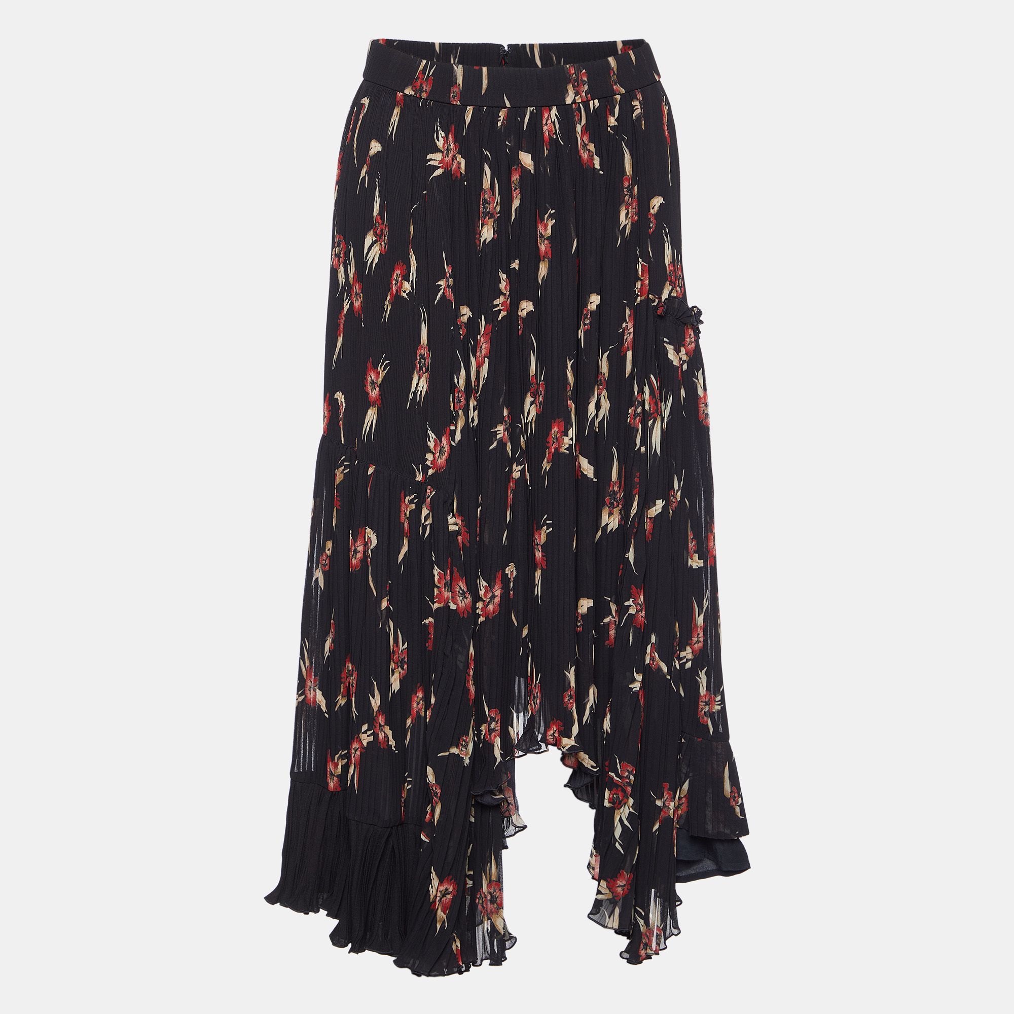 Isabel Marant Black Floral Print Crepe Pleated Midi Skirt S, Skirts - Luxury Closet catalog