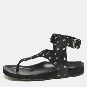 Isabel Marant Black Suede Elwina Ankle Strap Flat Sandals Size 41, Sandals - Luxury Closet catalog