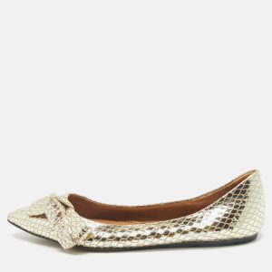 Isabel Marant Metallic Gold Foil Python Embossed Pointed Toe Ballet Flats Size 39, Flats - Luxury Closet catalog