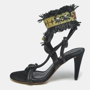 Isabel Marant Black Leather and Suede Fringe Detail Ankle Strap Sandals Size 36, Sandals - Luxury Closet catalog