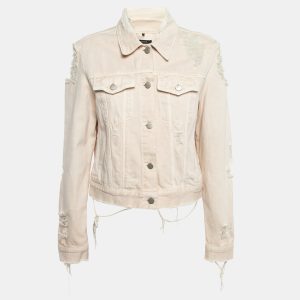J Brand Cream Distressed & Ripped Denim Buttoned Jacket L, Coats & Jackets - Luxury Closet catalog