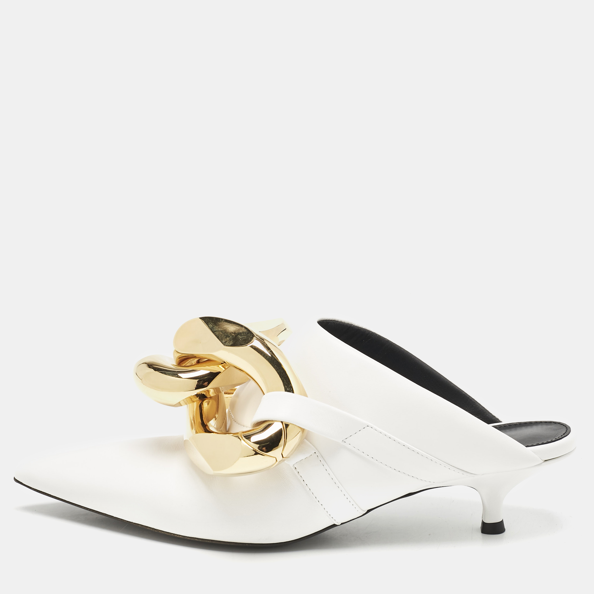 J.W.Anderson White Leather Chain Heel Mules Size 36, Sandals - Luxury Closet catalog
